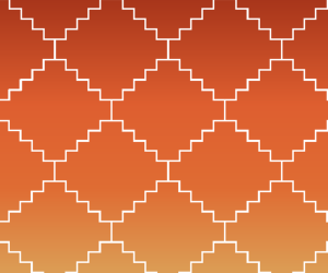 Orange graphic with white lined design over it